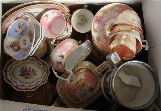 Sundry ceramics incl. Staffordshire tea set, Meissen dish, etc.